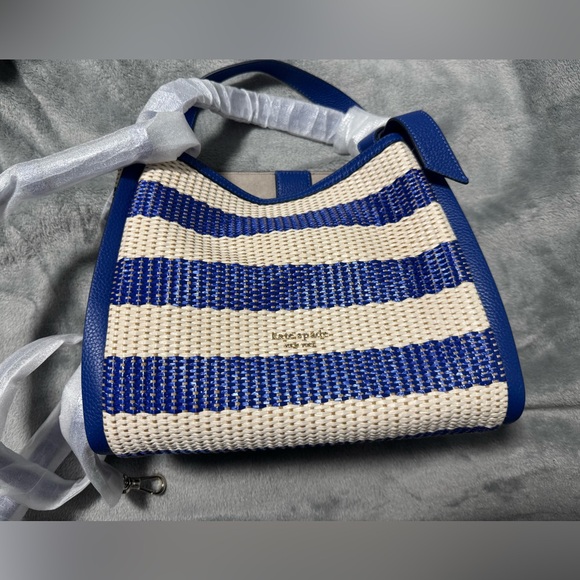 Kate Spade Blue and Cream Woven Shoulder Bag - Picture 6 of 6